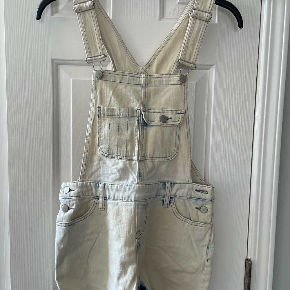 Mossimo Supply Co. Light Cream Denim Overalls with Black Label